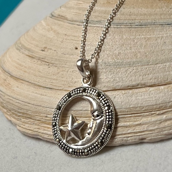 925 Sterling Silver. Marcasite. Necklace - Picture 5 of 7